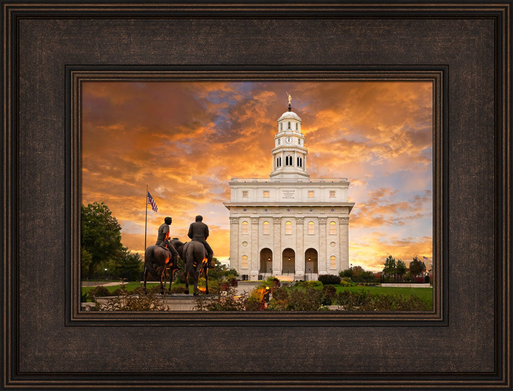 Nauvoo Temple - Sunrise with Joseph and Hyrum by Robert A Boyd - Art 8