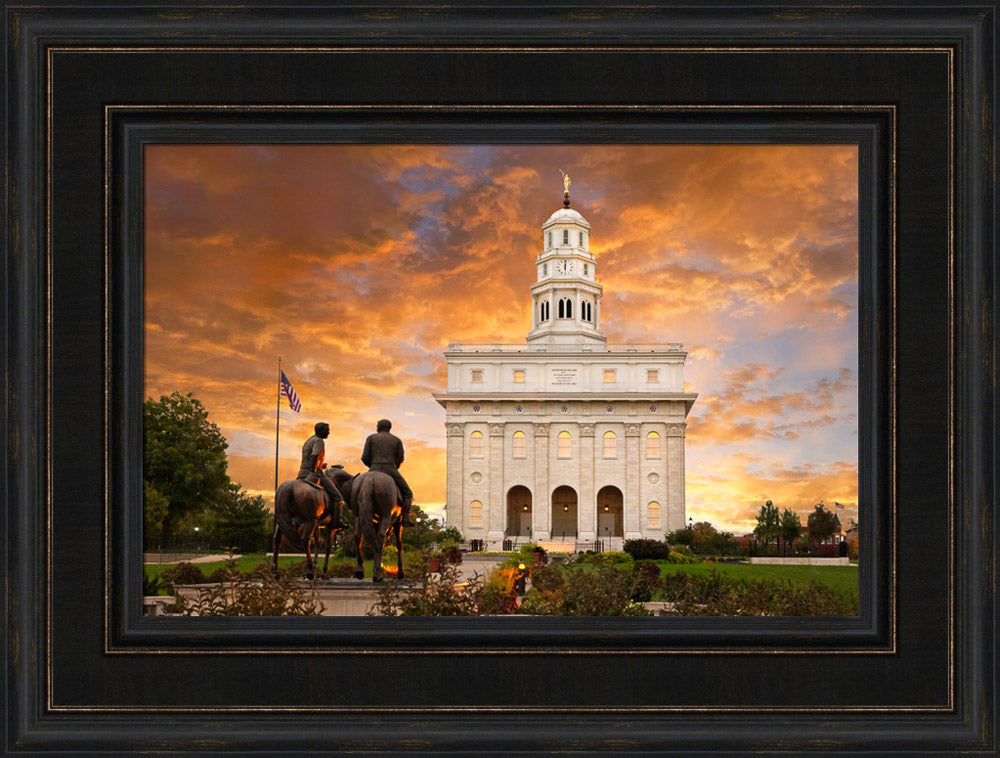 Nauvoo Temple - Sunrise with Joseph and Hyrum by Robert A Boyd - Art 3