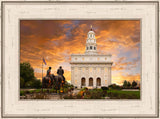 Nauvoo Temple - Sunrise with Joseph and Hyrum by Robert A Boyd - Art 2