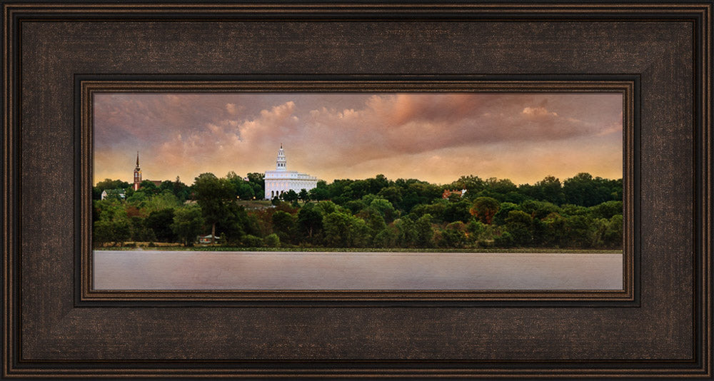 Nauvoo Temple - Across the Mississippi Panoramic by Robert A Boyd