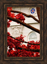 Nauvoo Temple - Red Leaves vertical crop by Robert A Boyd