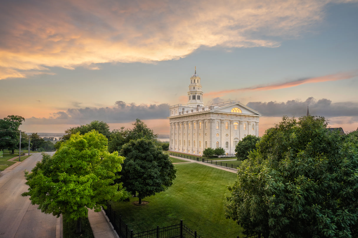 Nauvoo Illinois Temple - Looking West at Sunset by Robert A Boyd