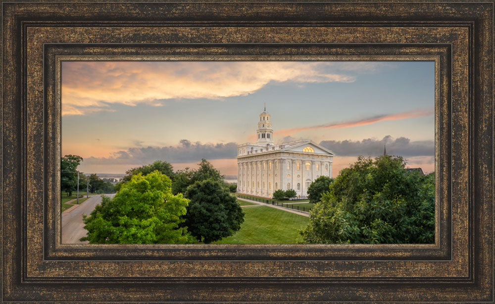 Nauvoo Illinois Temple - Looking West at Sunset by Robert A Boyd