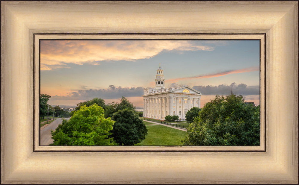 Nauvoo Illinois Temple - Looking West at Sunset by Robert A Boyd