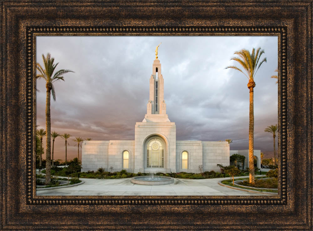 Redlands Temple - Palm Trees by Robert A Boyd