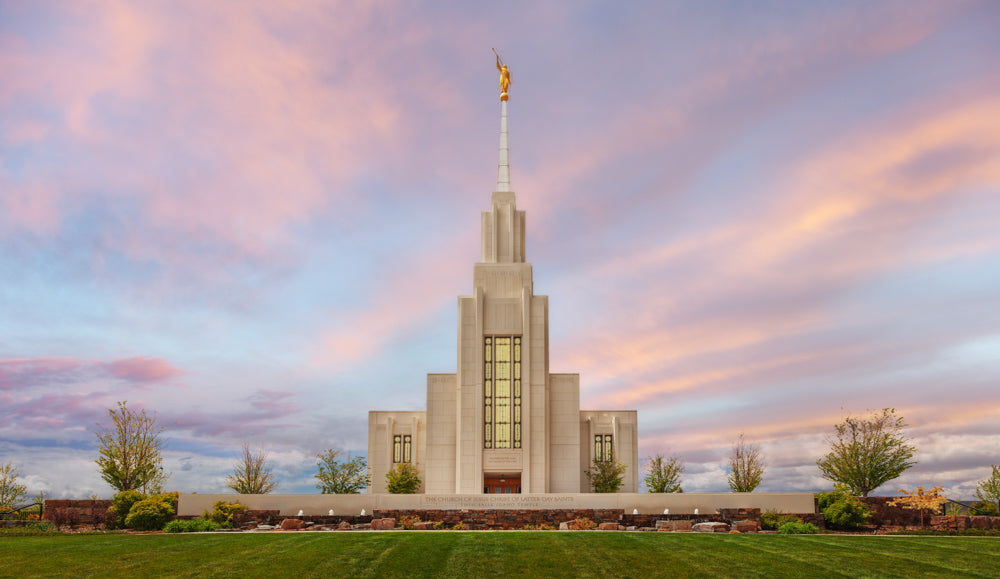 Twin Falls Temple - Evening Glow by Robert A Boyd