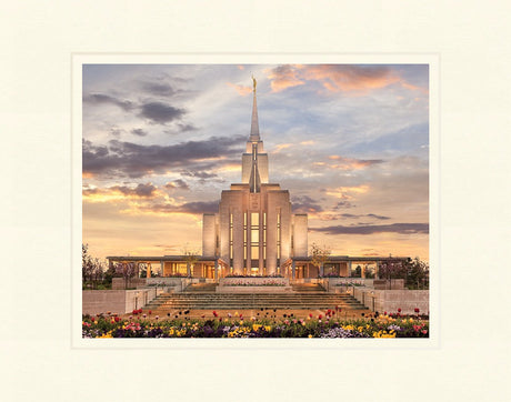 Oquirrh Mountain Temple - Golden Springtime by Robert A Boyd