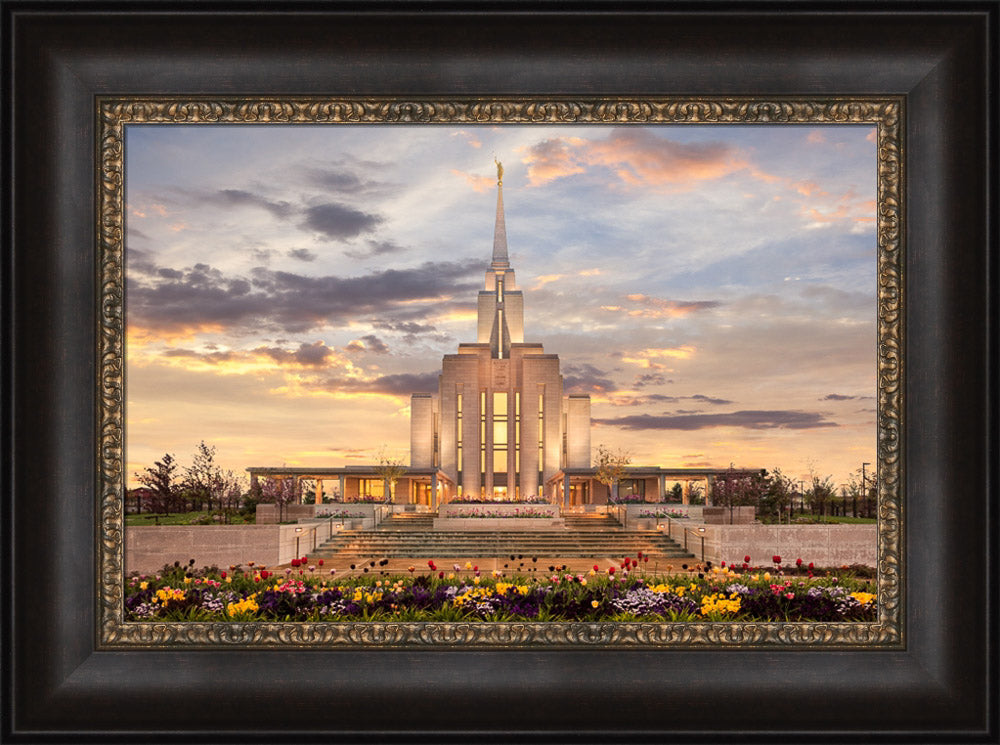 Oquirrh Mountain Temple - Golden Springtime by Robert A Boyd