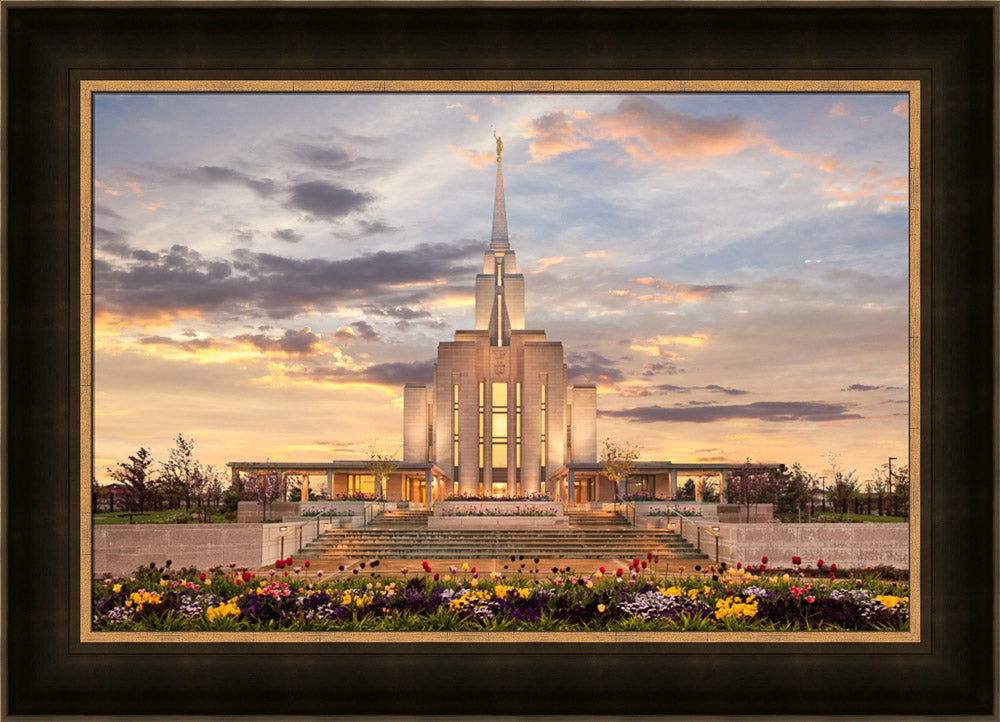 Oquirrh Mountain Temple - Golden Springtime by Robert A Boyd