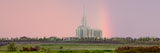 Oquirrh Mountain Temple - Rainbow Sky panoramic by Robert A Boyd