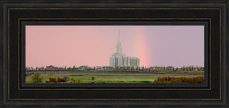 Oquirrh Mountain Temple - Rainbow Sky panoramic by Robert A Boyd