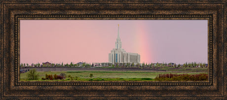 Oquirrh Mountain Temple - Rainbow Sky panoramic by Robert A Boyd