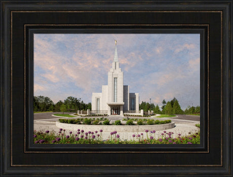 Vancouver BC Temple - Purple Flowers by Robert A Boyd