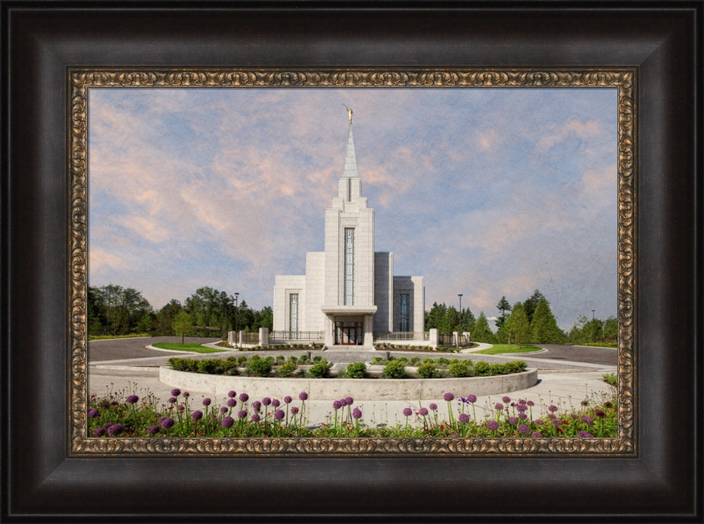 Vancouver BC Temple - Purple Flowers by Robert A Boyd