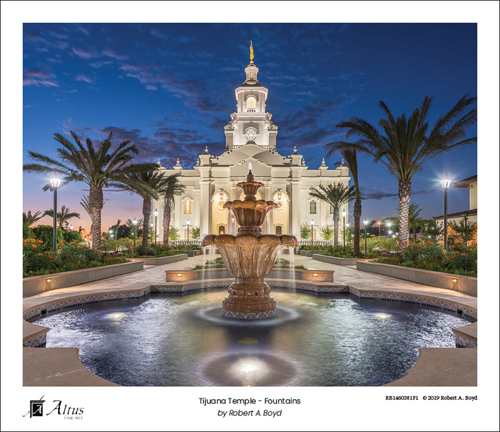 Tijuana Temple - Fountains by Robert A Boyd