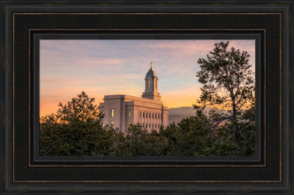 Cedar City Temple - Sunrise by Robert A Boyd