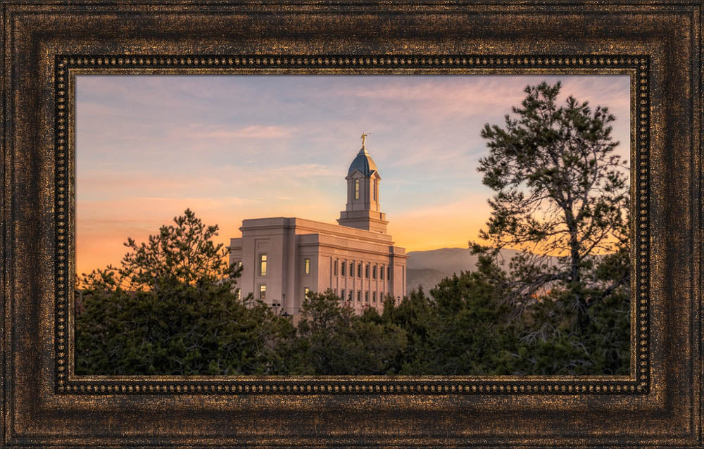 Cedar City Temple - Sunrise by Robert A Boyd