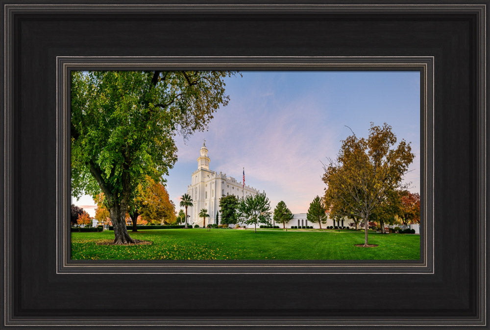 St George Temple - Green and Blue in Fall by Scott Jarvie