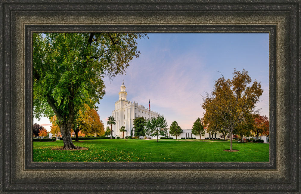 St George Temple - Green and Blue in Fall by Scott Jarvie