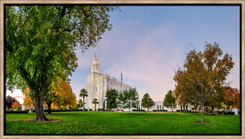 St George Temple - Green and Blue in Fall by Scott Jarvie