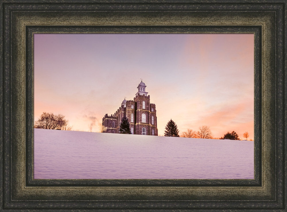 Logan Temple - Sunrise in the Snow by Scott Jarvie