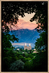 Logan Temple - Framed by Trees by Scott Jarvie