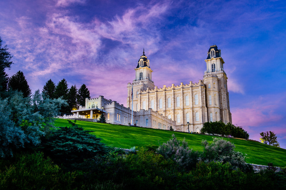 Manti Temple - Purple Sky by Scott Jarvie