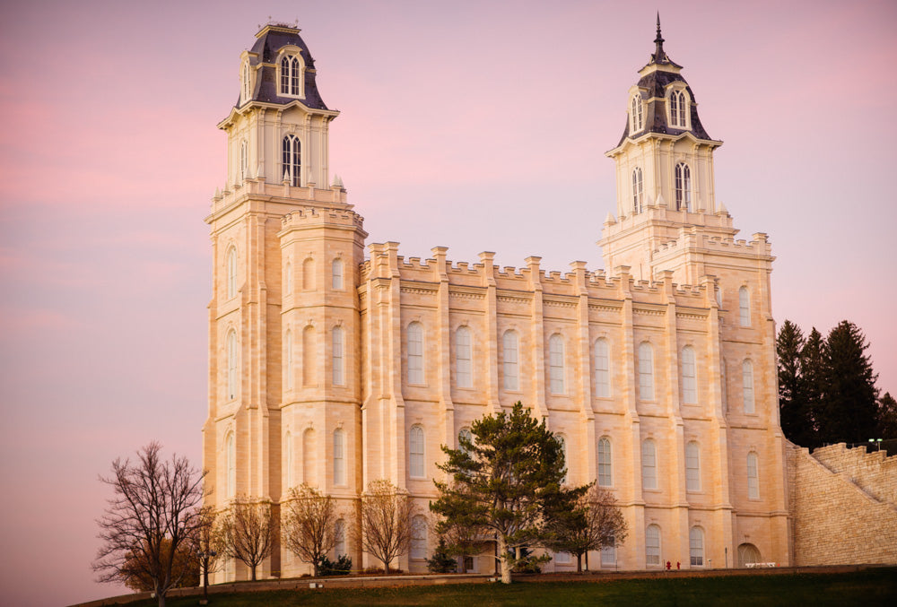 Manti Temple - Pink Sky by Scott Jarvie