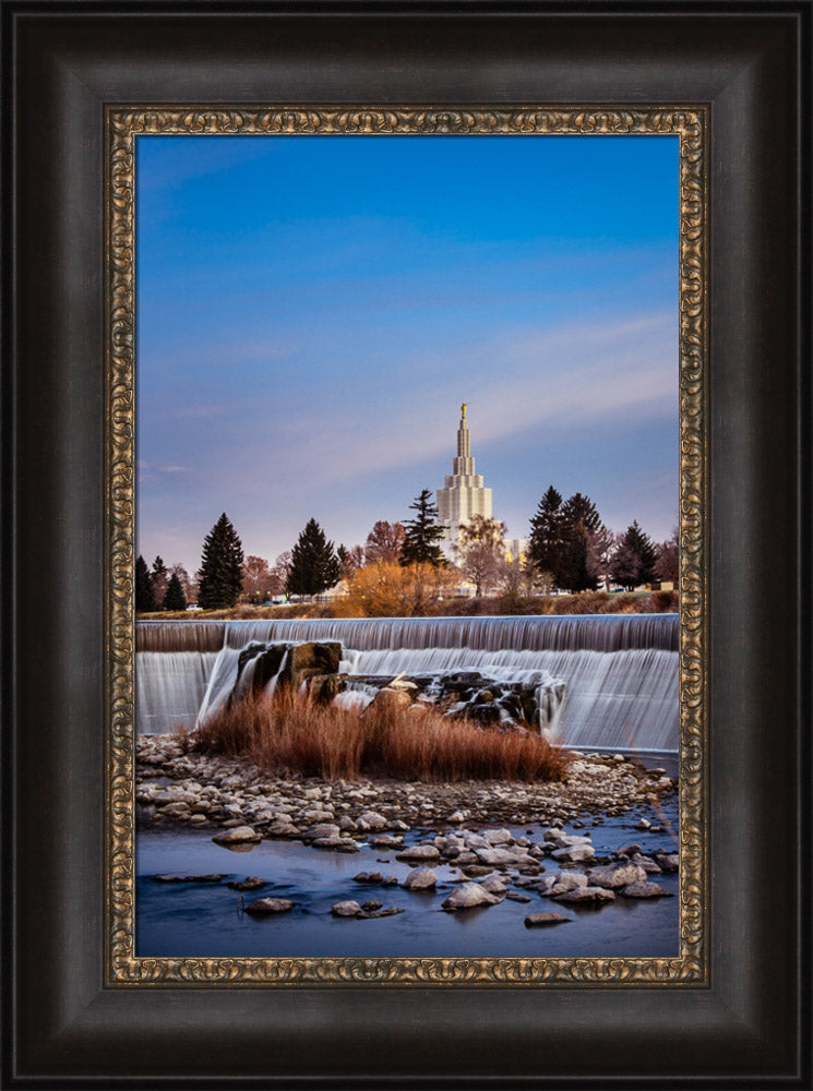 Idaho Falls Temple - From the Falls by Scott Jarvie