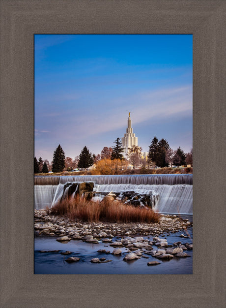 Idaho Falls Temple - From the Falls by Scott Jarvie