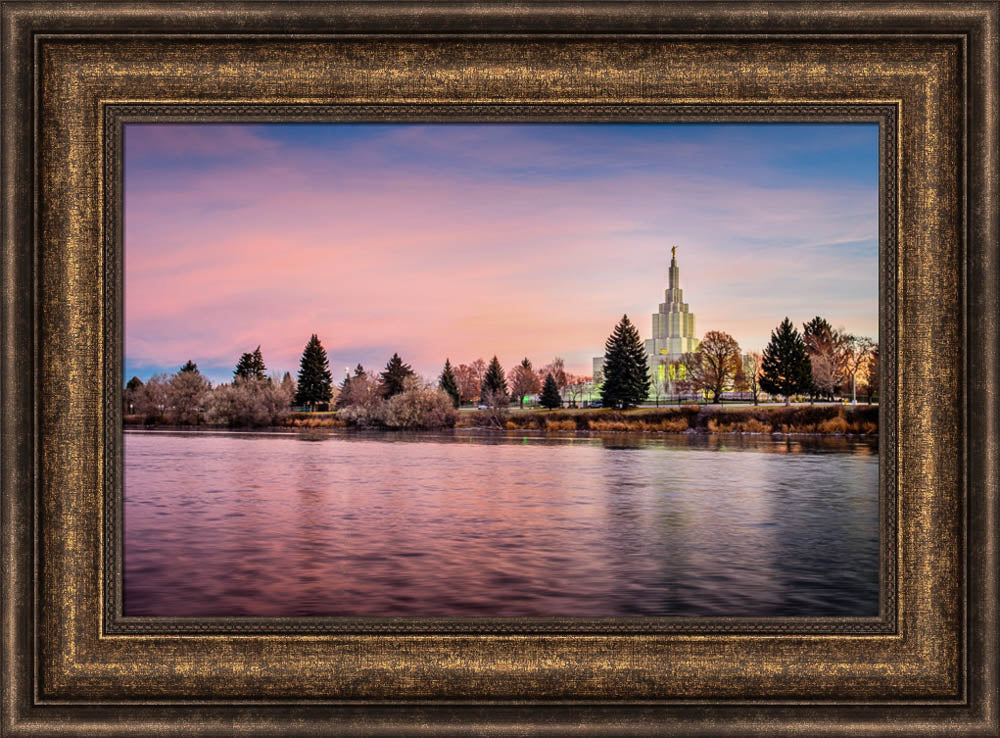 Idaho Falls Temple - River at Sunrise by Scott Jarvie