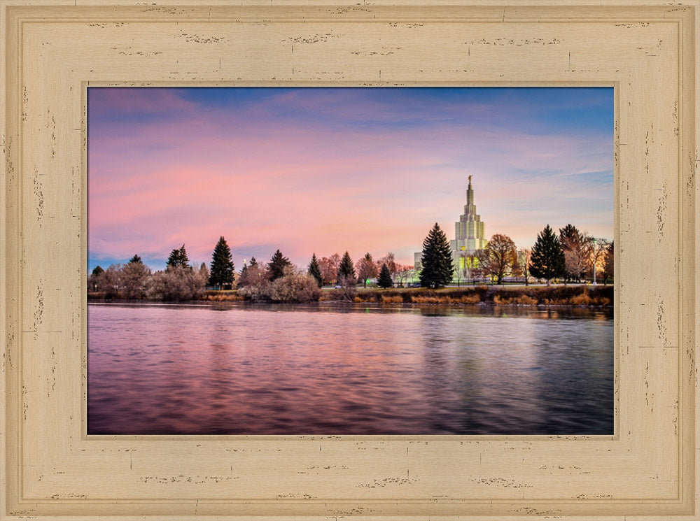 Idaho Falls Temple - River at Sunrise by Scott Jarvie