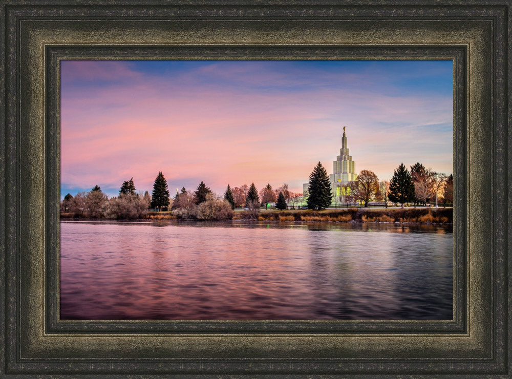 Idaho Falls Temple - River at Sunrise by Scott Jarvie