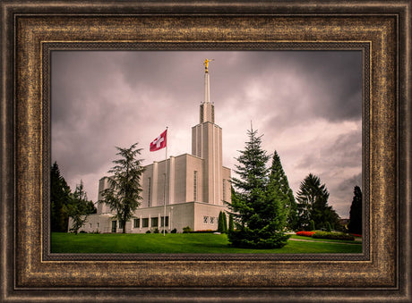 Bern Switzerland Temple - Stormy Flag by Scott Jarvie