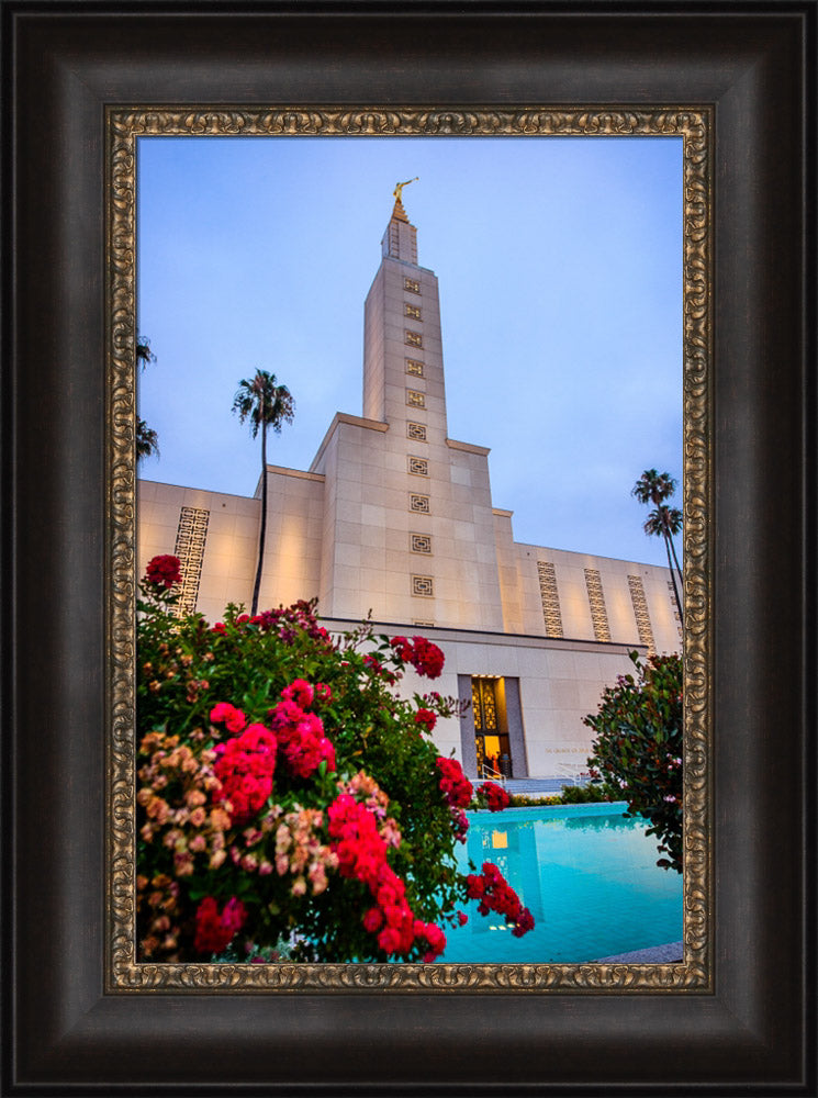 Los Angeles Temple - Red Flowers by Scott Jarvie