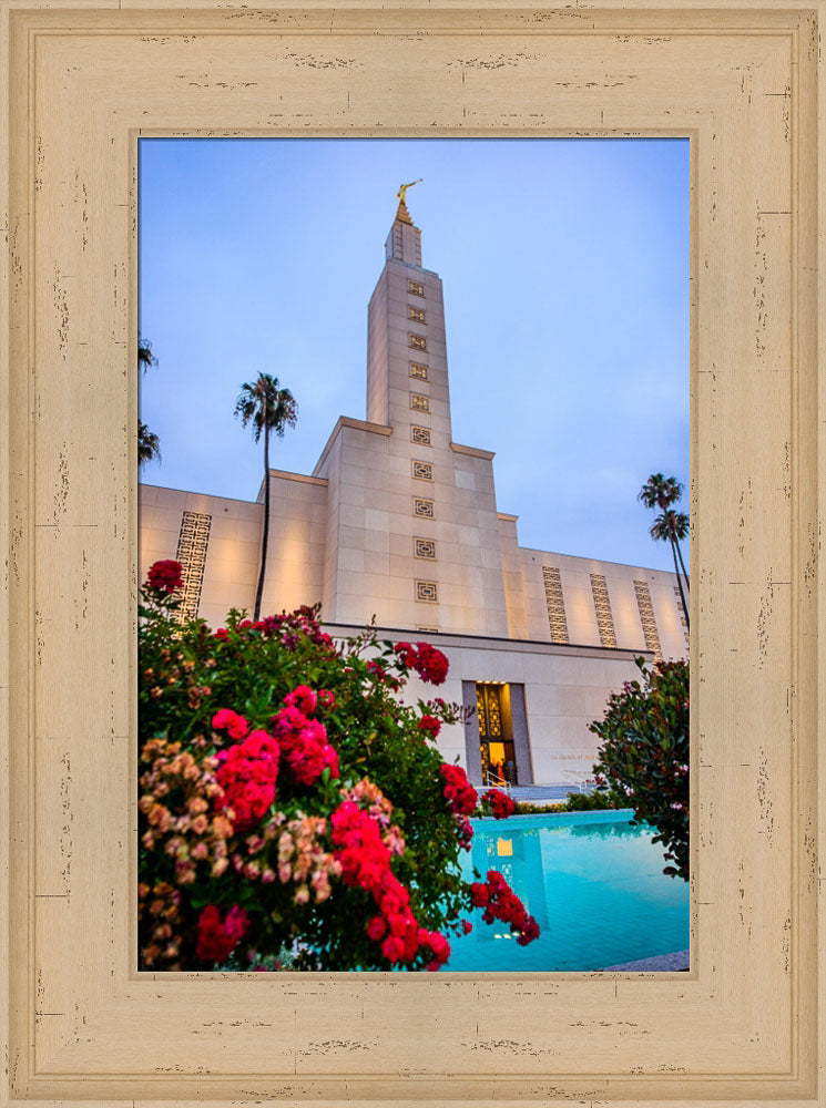 Los Angeles Temple - Red Flowers by Scott Jarvie