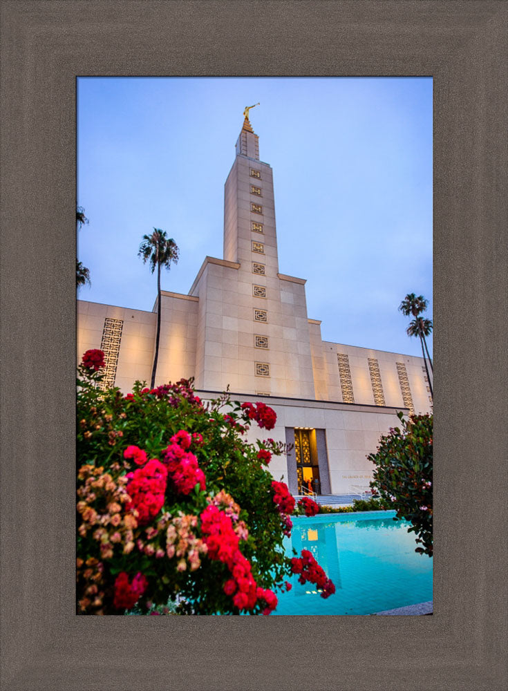 Los Angeles Temple - Red Flowers by Scott Jarvie