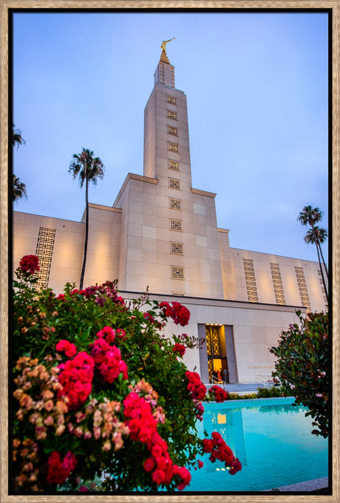 Los Angeles Temple - Red Flowers by Scott Jarvie