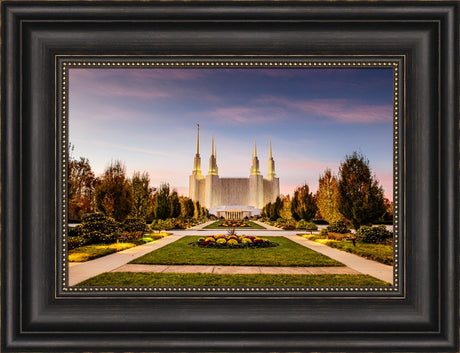 Washington DC Temple - Yellow Christmas Lights by Scott Jarvie