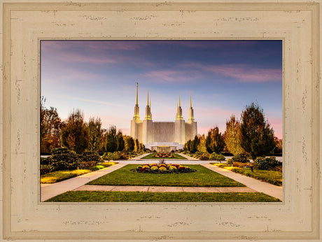 Washington DC Temple - Yellow Christmas Lights by Scott Jarvie