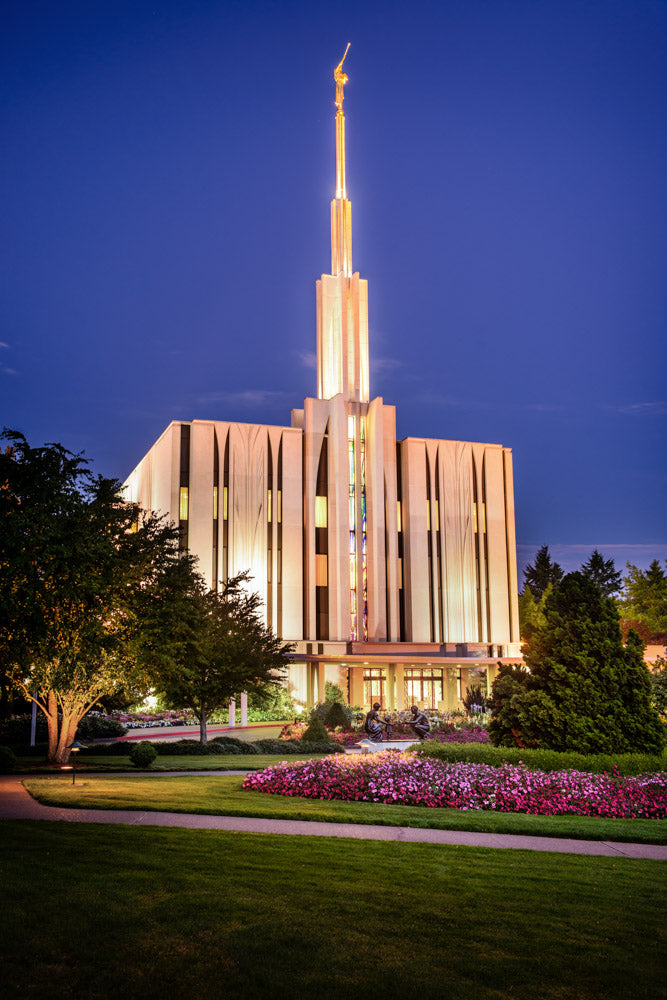 Seattle Temple - Sunset from the Front by Scott Jarvie