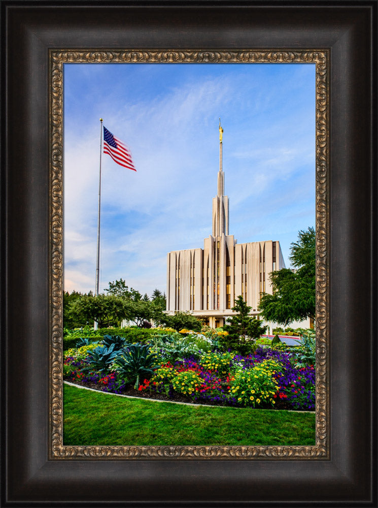 Seattle Temple - Flag by Scott Jarvie