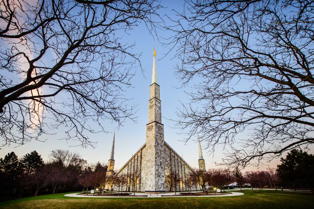 Chicago Temple - Through Trees Horizontal by Scott Jarvie