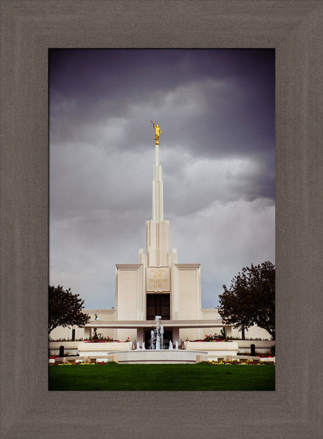 Denver Temple - Stormy Fountain by Scott Jarvie