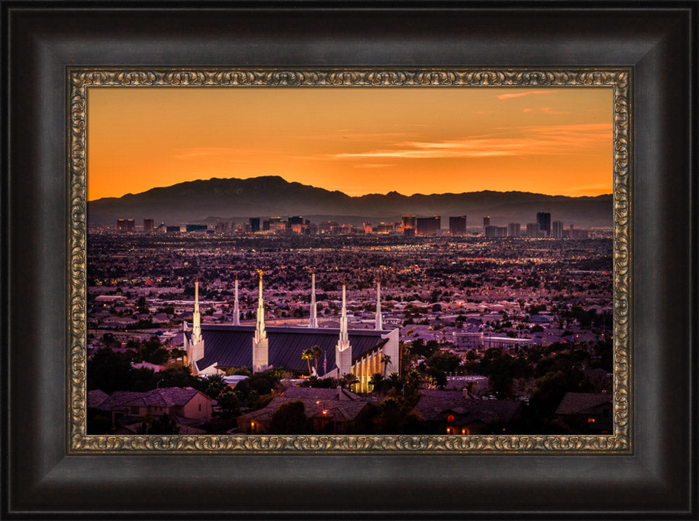 Las Vegas Temple - Orange Sunset by Scott Jarvie