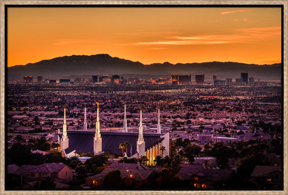 Las Vegas Temple - Orange Sunset by Scott Jarvie