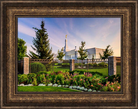 Spokane Temple - Flowers and Fence by Scott Jarvie