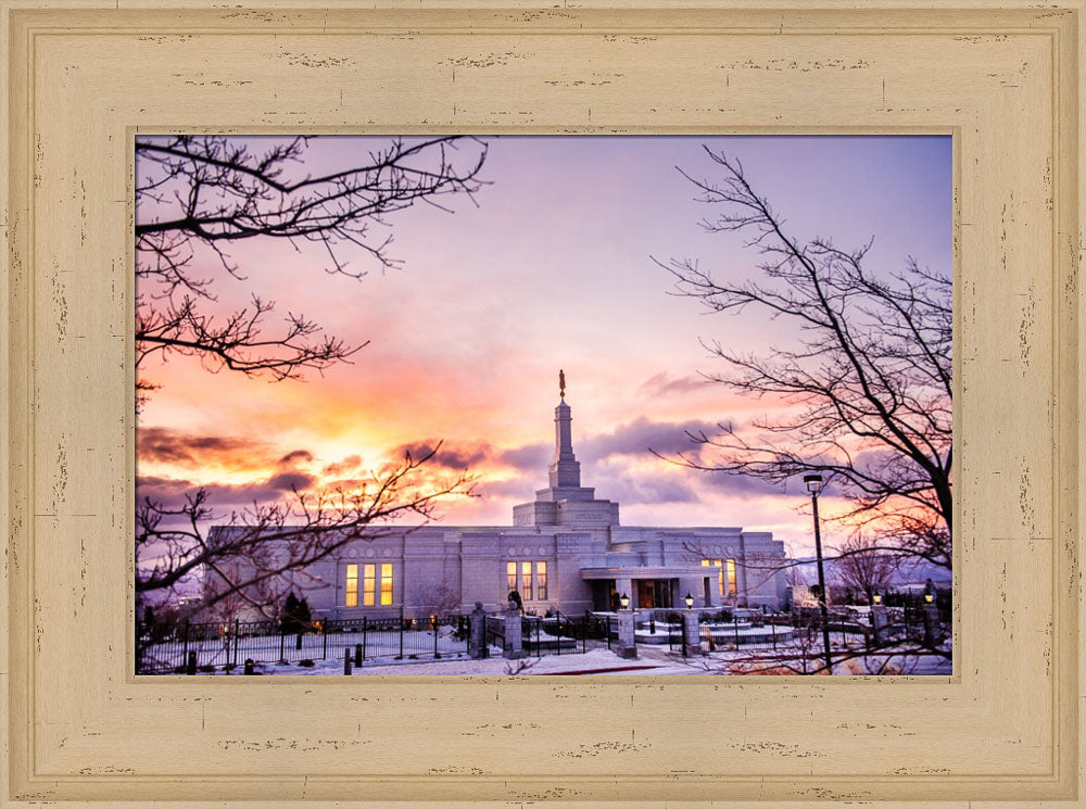 Reno Temple - Sunrise through the Trees by Scott Jarvie