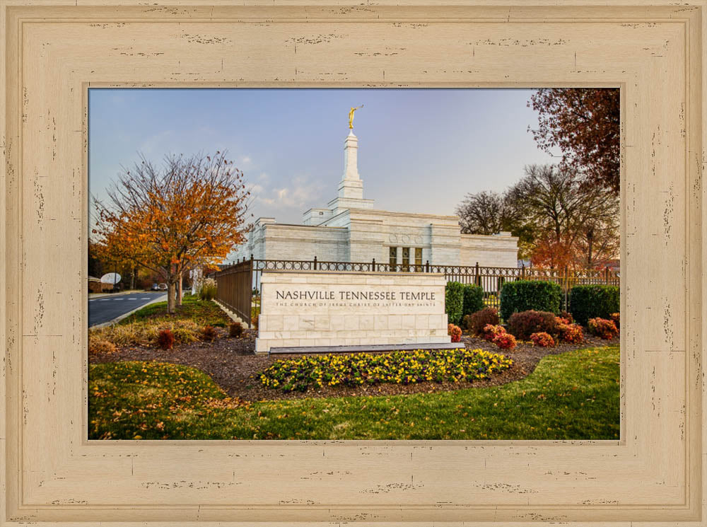 Nashville Temple - Sign in Fall by Scott Jarvie