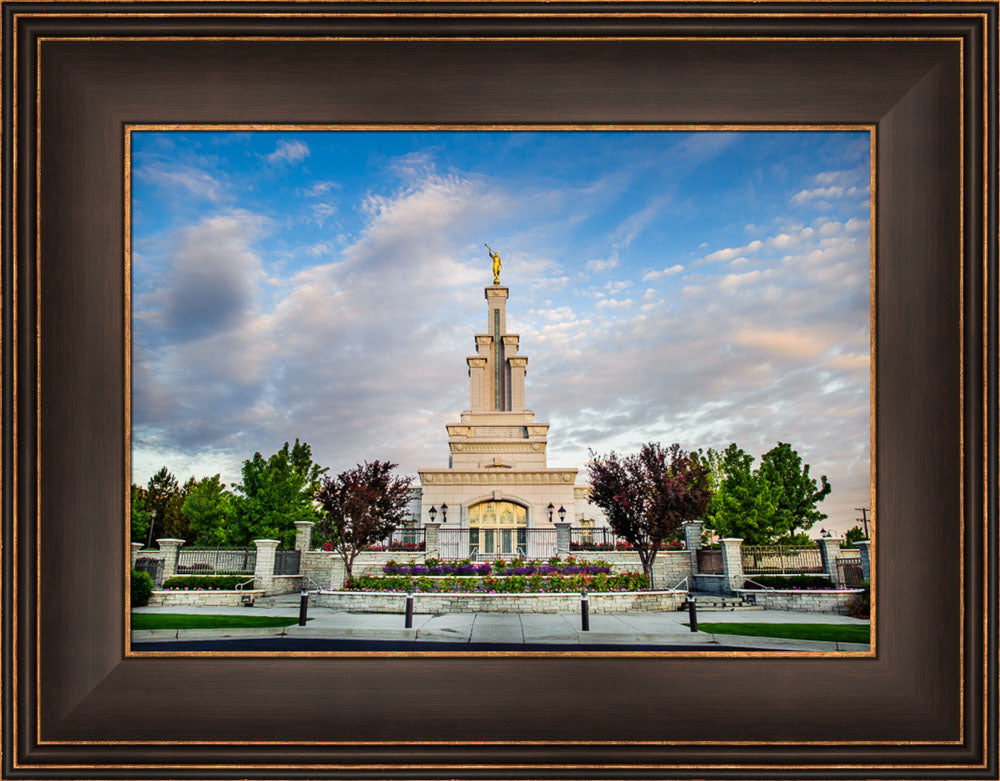 Columbia River Temple - Sunrise from the Front by Scott Jarvie